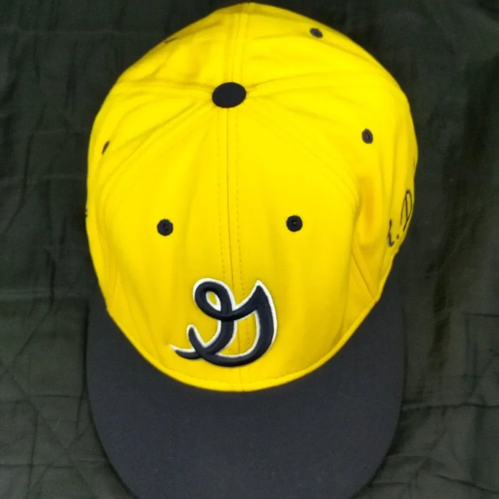 Richardson PTS 20 Flexfit Hat Men's LG-XL Yellow Navy Blue Fitted Cap